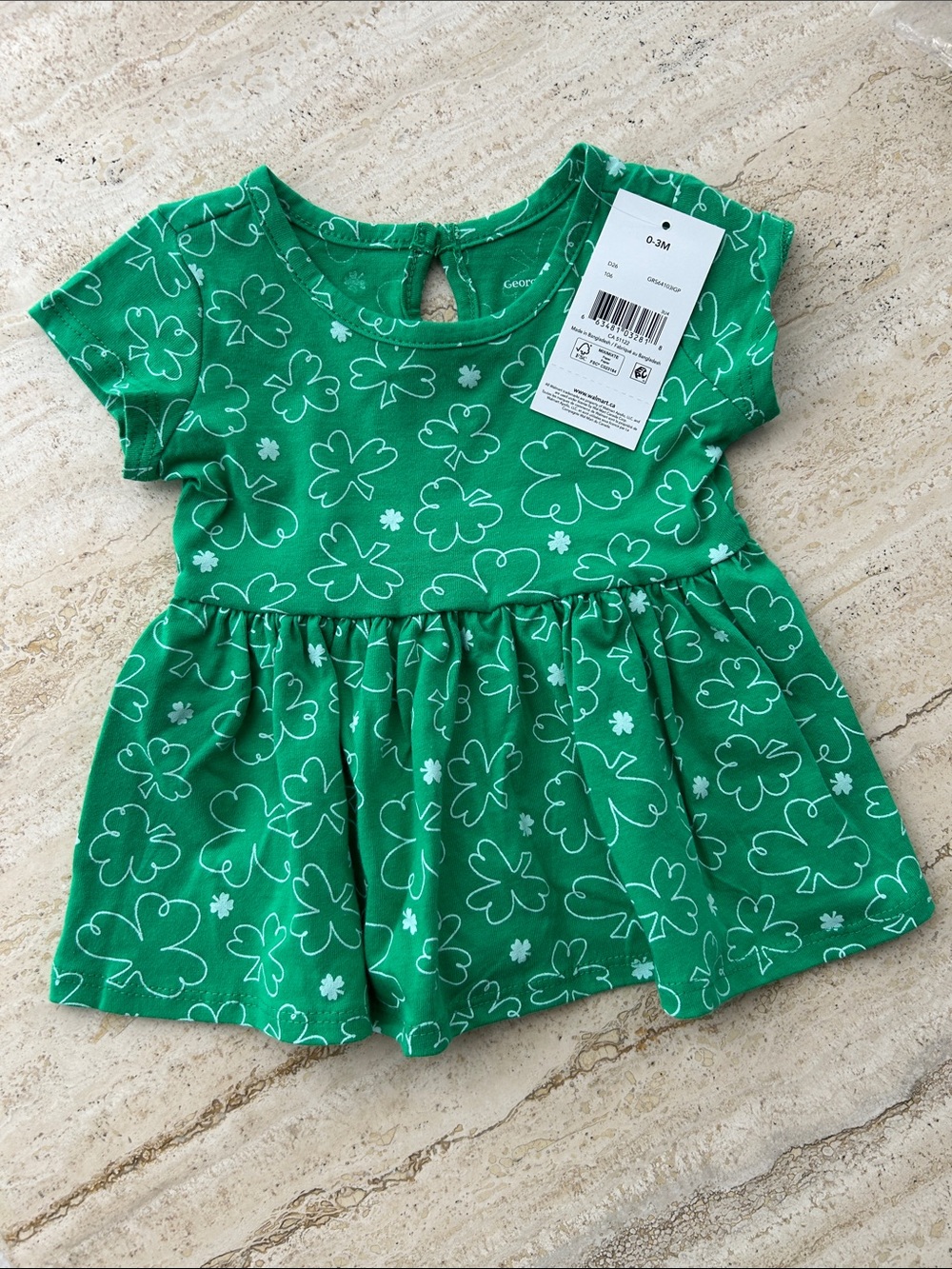NEW 🆕 Green Clover Print Baby Dress